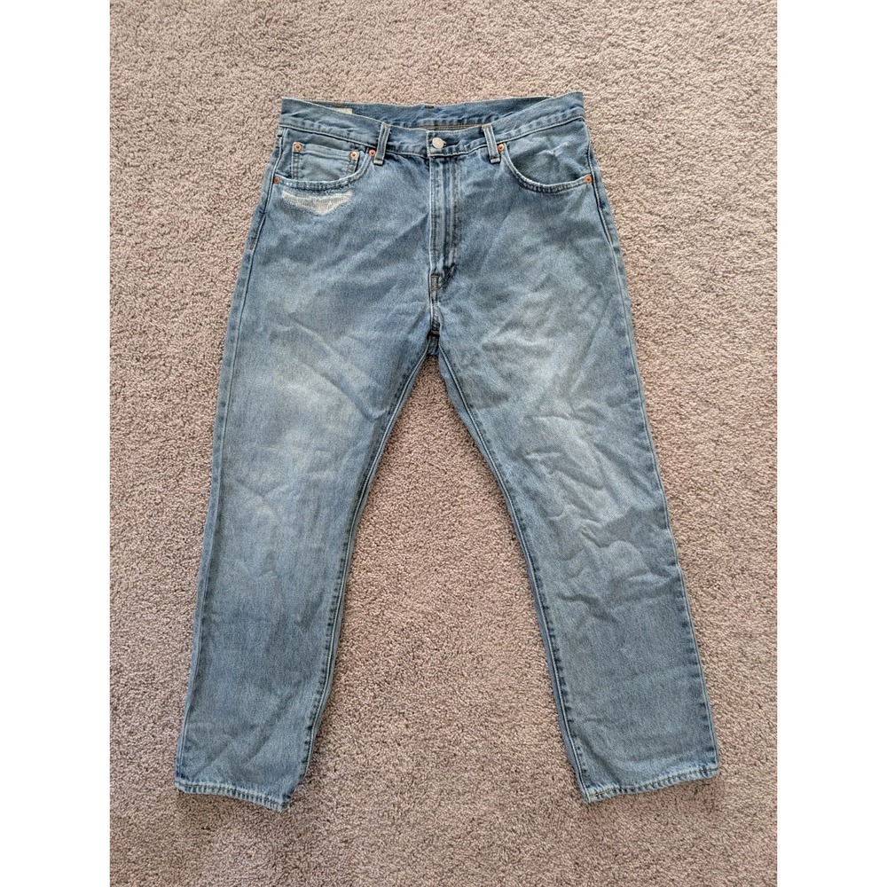 Levi's 551 Z Jeans Distressed Straight Fit Cropped Medium Wash Big E Men's 33x30